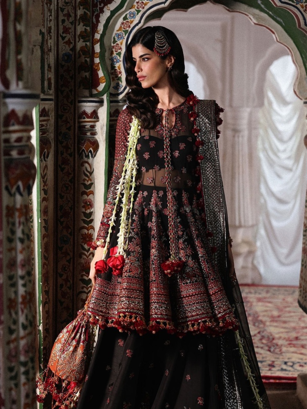 Versatile Black Hussain Rehar original Sharara dress